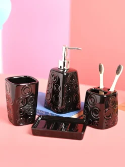 Black Ceramic Soap Dispenser 400 Ml - Set Of 4