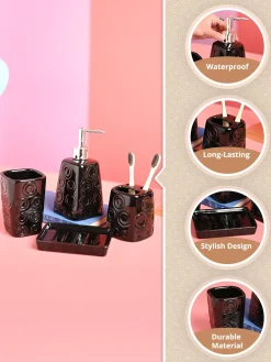 Black Ceramic Soap Dispenser 400 Ml - Set Of 4