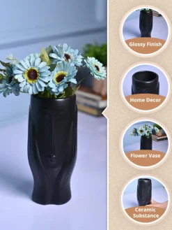 Black Glossy Ceramic Vase - Modern Artistry