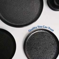 Black Hammered Melamine Dinner Set – 12 Pcs