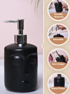 Black Matte Face Soap Dispenser - Cylindrical Shape