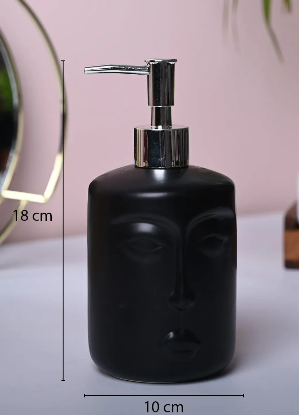 Black Matte Face Soap Dispenser - Cylindrical Shape