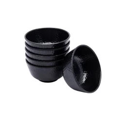 Black Melamine Dinner Set Of 18 Pcs - 6 Full & 6 Quarter Plates + 6 Bowls