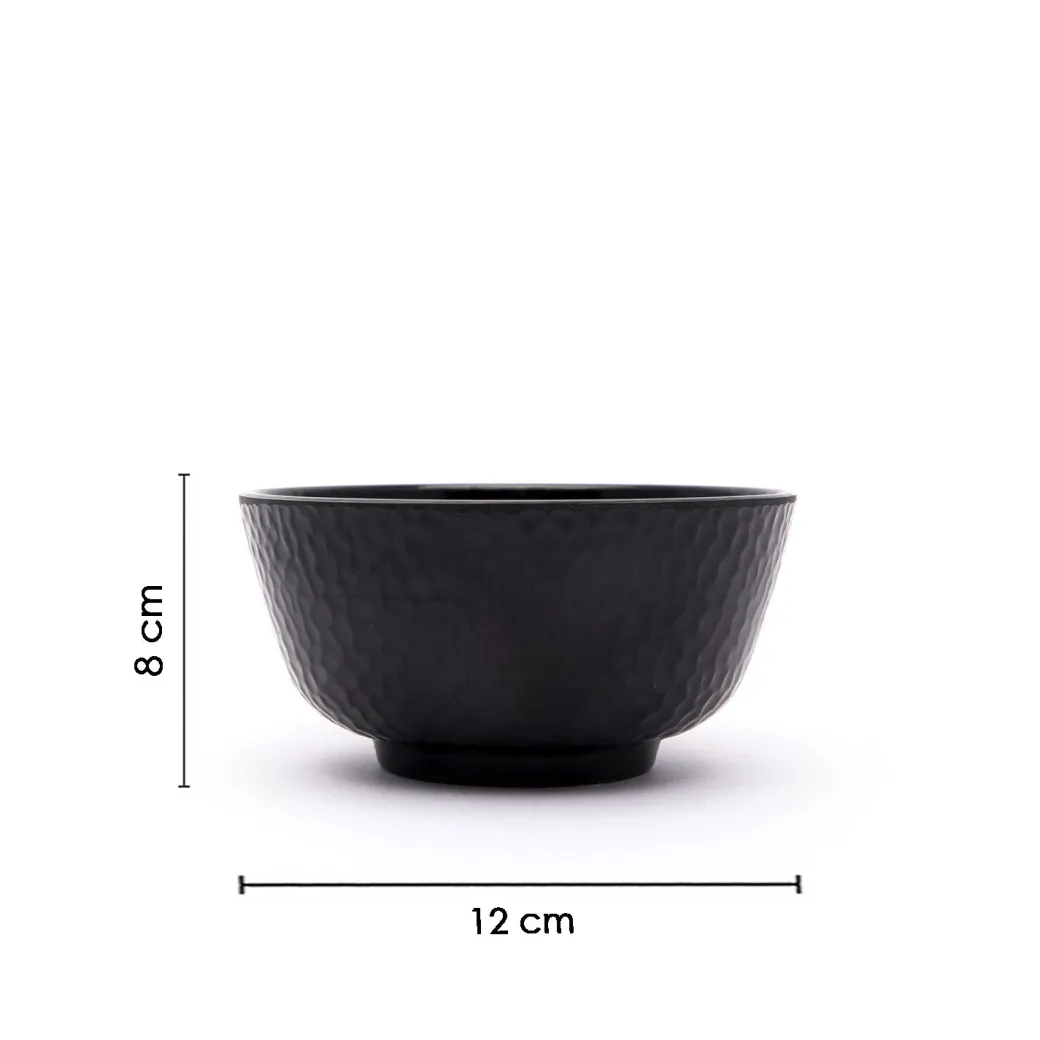 Black Melamine Dinner Set Of 18 Pcs - 6 Full & 6 Quarter Plates + 6 Bowls