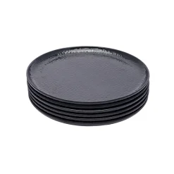 Black Melamine Dinner Set Of 18 Pcs - 6 Full & 6 Quarter Plates + 6 Bowls