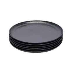 Black Melamine Dinner Set Of 18 Pcs - 6 Full & 6 Quarter Plates + 6 Bowls