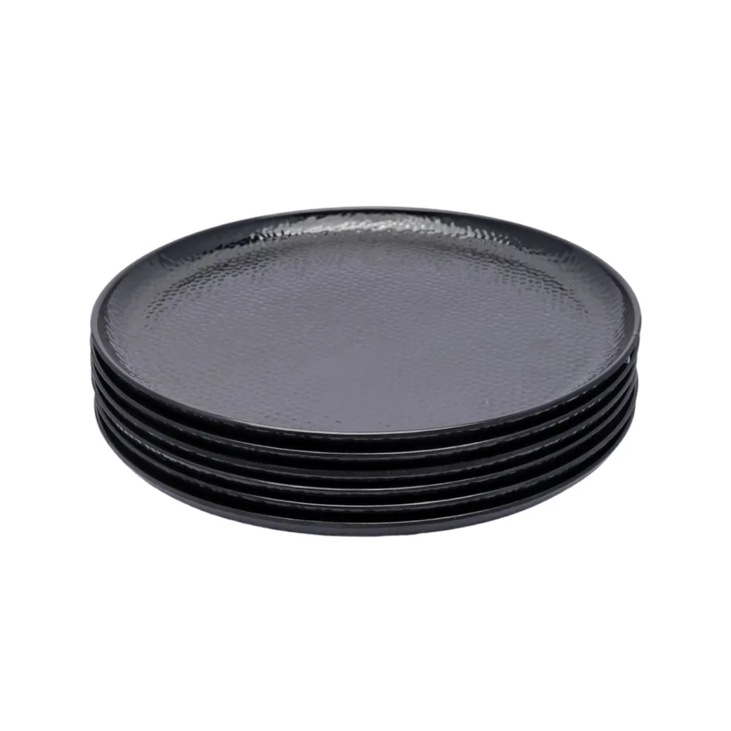 Black Melamine Dinner Set Of 18 Pcs - 6 Full & 6 Quarter Plates + 6 Bowls