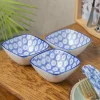 Blue Ceramic Dish, Pack Of 3 - Big Geometric Pattern, Serveware