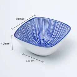 Blue Ceramic Dish, Pack Of 3 - Geometric Pattern, Serveware