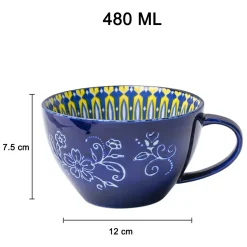 Blue Geometry 480ml Cup