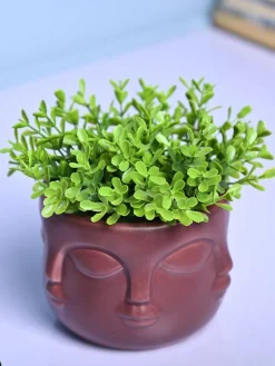 Bold Red Ceramic Face Vase