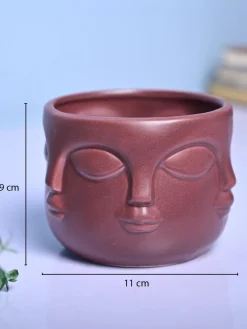 Bold Red Ceramic Face Vase
