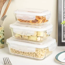 Borosilicate Food Containers (Pack of 3 - 370ml, 640ml & 1040ml)