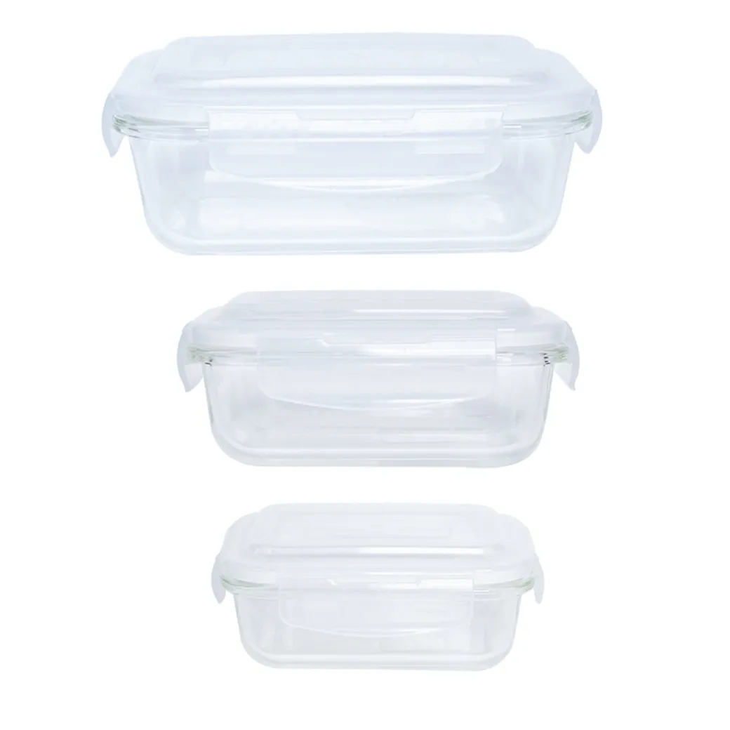 Borosilicate Food Containers (Pack of 3 - 370ml, 640ml & 1040ml)