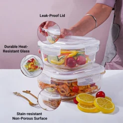 Borosilicate Food Containers (Pack of 2 - 800ml & 1200ml)