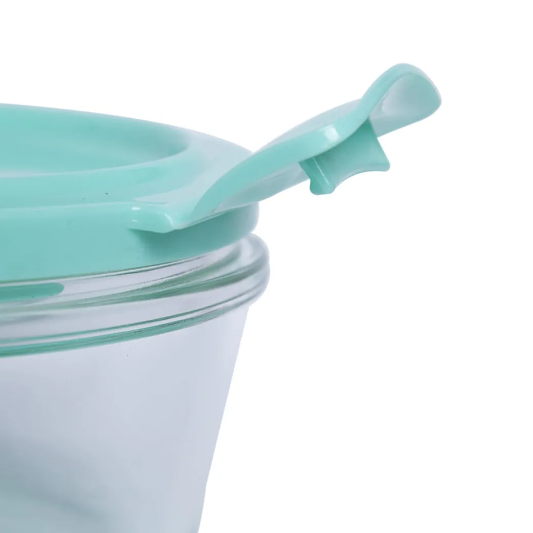 Borosilicate Food Containers (Pack of 2 - 410ml & 570ml) Green Lid