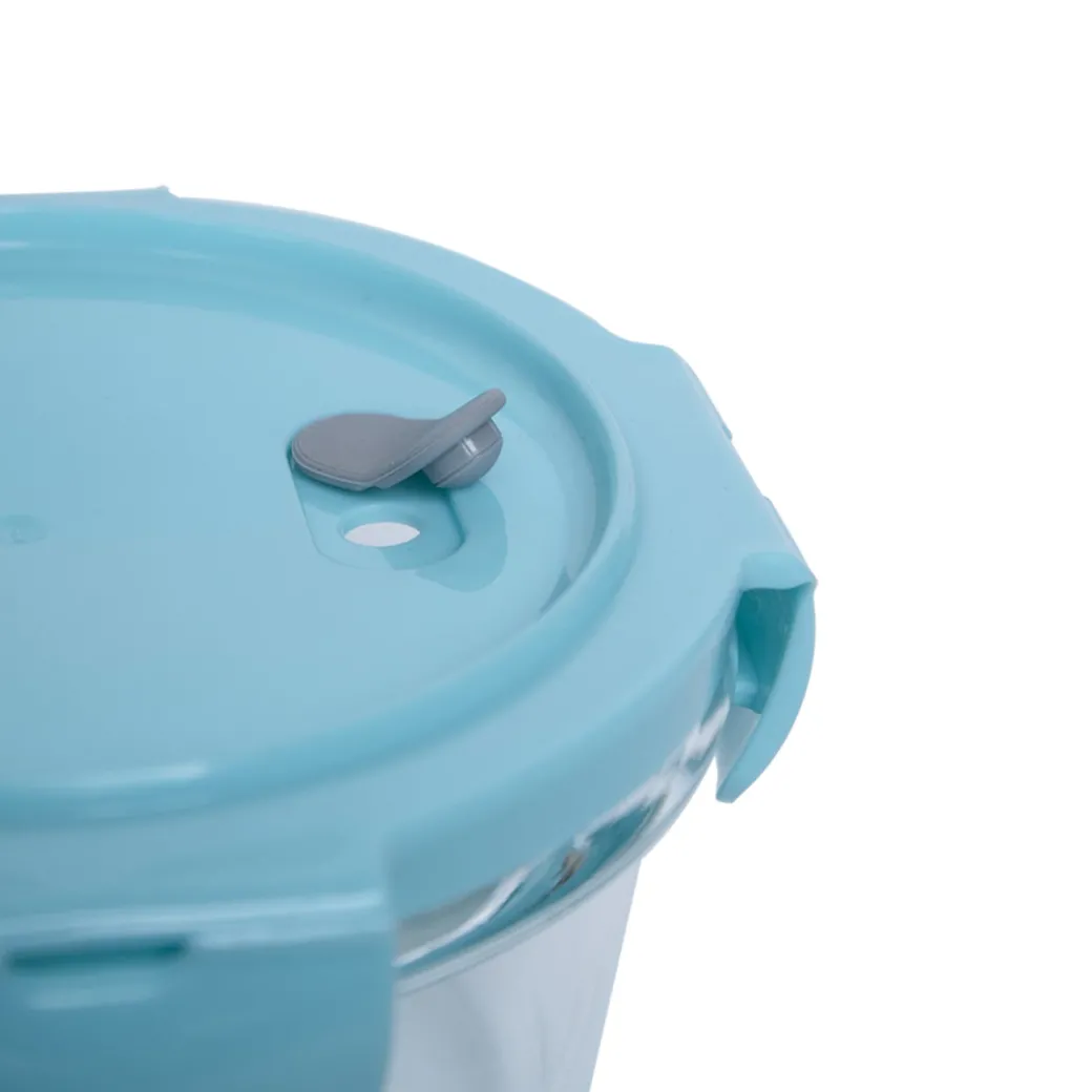 Borosilicate Food Containers (Pack of 2 - 410ml & 570ml) Blue Lid