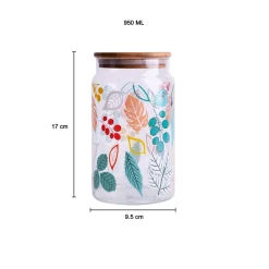 Borosilicate Glass Jar - 950Ml, Leaf Prints