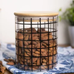 Borosilicate Glass Jar - 700Ml, Square Prints