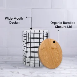 Borosilicate Glass Jar - 700Ml, Square Prints