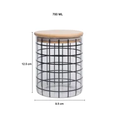 Borosilicate Glass Jar - 700Ml, Square Prints