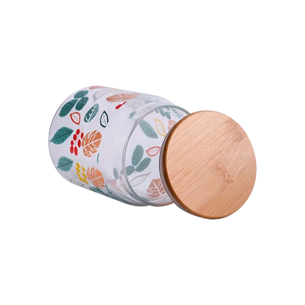 Borosilicate Glass Jar - 650Ml, Leaf Prints