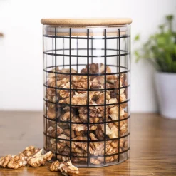 Borosilicate Glass Jar - 900Ml, Square Prints