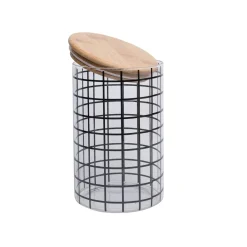 Borosilicate Glass Jar - 900Ml, Square Prints