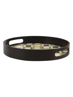 Brown Round Tray with handle - Market99
