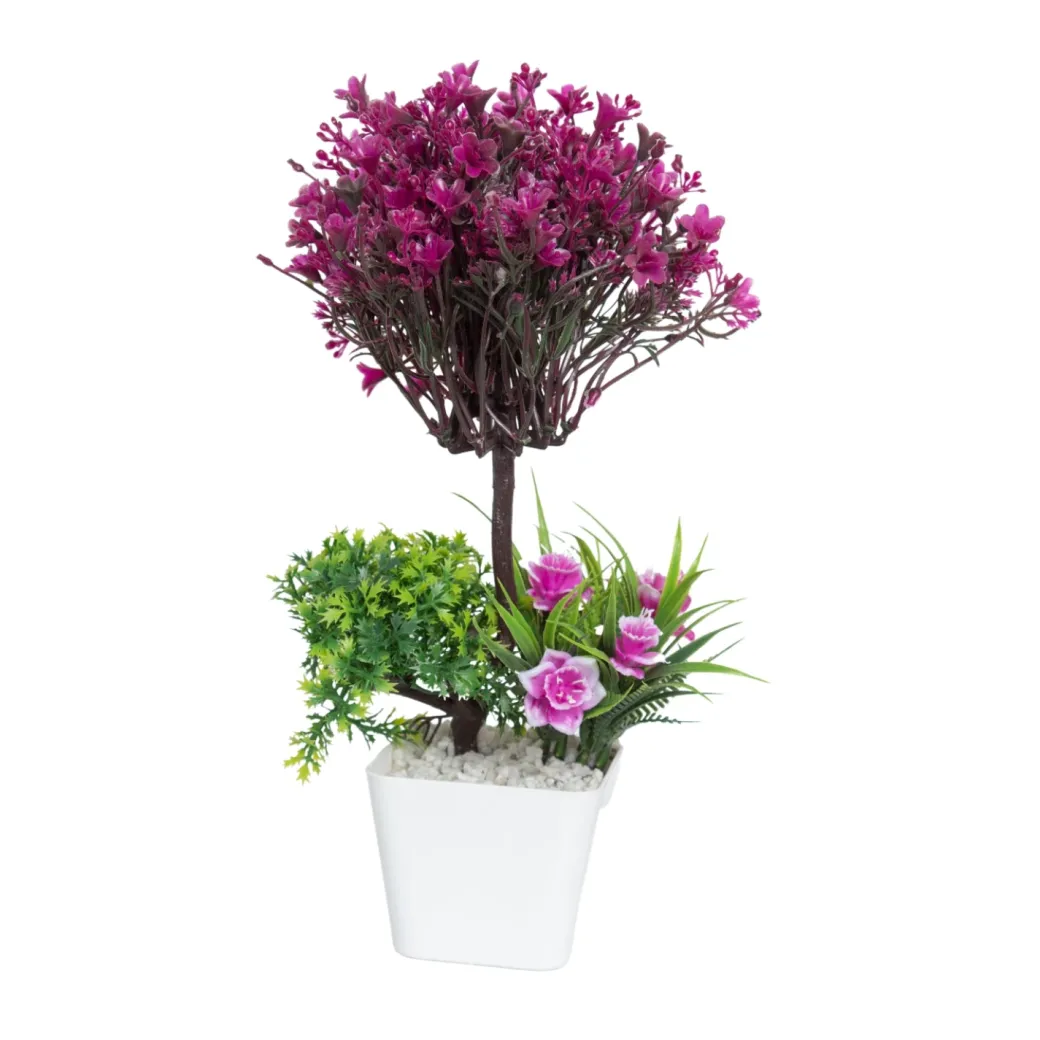 Burgundy Faux Flower Vase For Home Décor