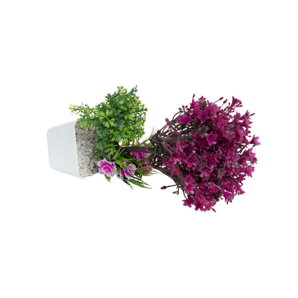 Burgundy Faux Flower Vase For Home Décor