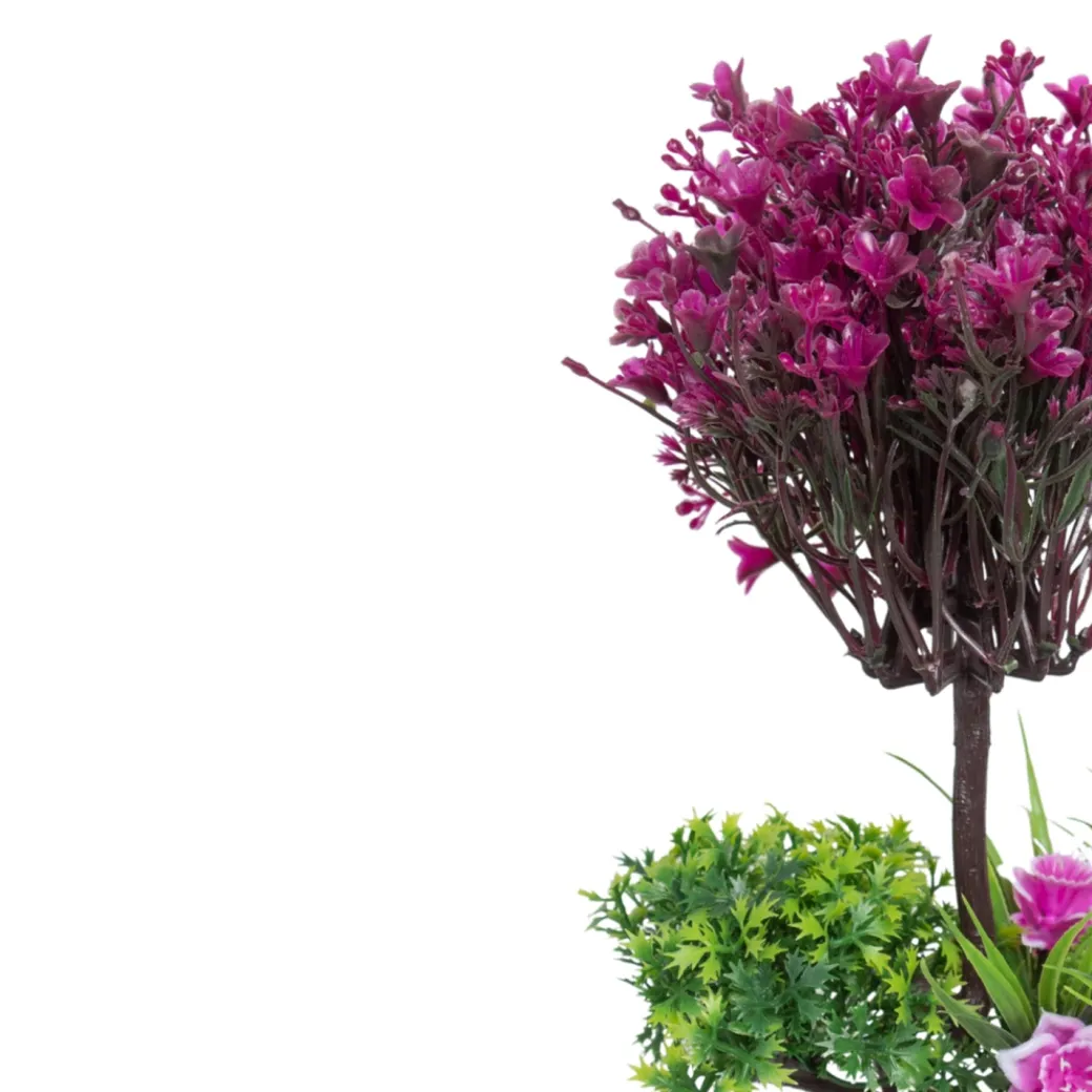 Burgundy Faux Flower Vase For Home Décor