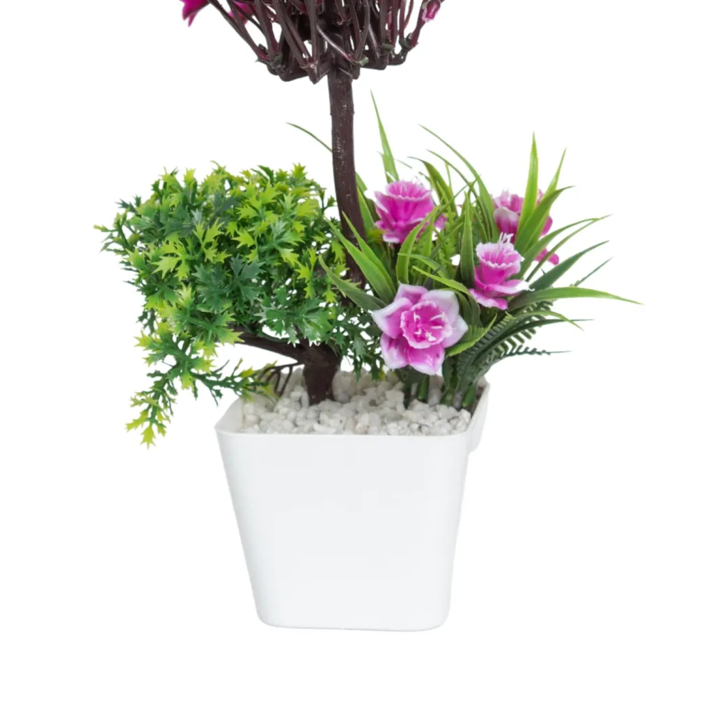 Burgundy Faux Flower Vase For Home Décor