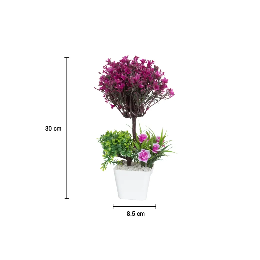 Burgundy Faux Flower Vase For Home Décor