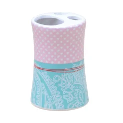 Ceramic Bathroom Set 4 - Polka Dot Print