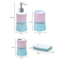Ceramic Bathroom Set 4 - Polka Dot Print