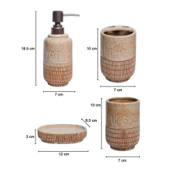 Ceramic Bathroom Set Of 4 - Stone Finish, Matte