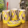 Ceramic Bathroom Set of 4 - Multi Leaf Pattern