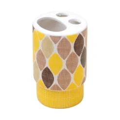 Ceramic Bathroom Set of 4 - Multi Leaf Pattern