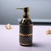 Ceramic Black Cylindrical Soap Dispenser - Geometrical Glossy Finish