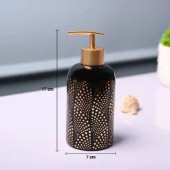 Ceramic Black Cylindrical Soap Dispenser - Dot Design