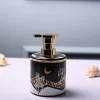 Ceramic Black Cylindrical Soap Dispenser - Print Design Glossy Finish