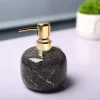 Ceramic Black Cylindrical Soap Dispenser - Glossy Finish