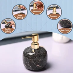 Ceramic Black Cylindrical Soap Dispenser - Glossy Finish