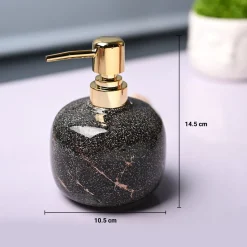 Ceramic Black Cylindrical Soap Dispenser - Glossy Finish