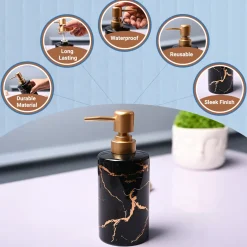 Ceramic Black Soap Dispenser - Static Glossy Finish