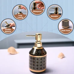 Ceramic Black Soap Dispenser - Geometrical Glossy Finish