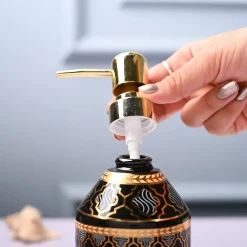 Ceramic Black Soap Dispenser - Geometrical Glossy Finish