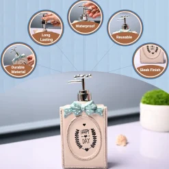 Ceramic Cream Rectangle Soap Dispenser - Happy Day Print Matte Finish