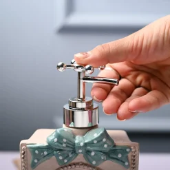 Ceramic Cream Rectangle Soap Dispenser - Happy Day Print Matte Finish